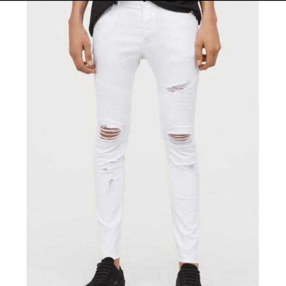 Men's Skinny Distressed Jeans - Picture 1 of 5